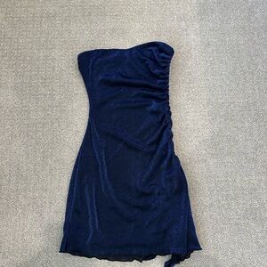 Princess Polly Navy Strapless Ruched Mini Dress